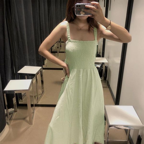 casual dresses pleated solid midi dress women folds spaghetti strap sleeveless backless skinny elastic long summer slim vestidos, Black;gray
casual dresses pleated solid midi dress women folds spaghetti strap sleeveless backless skinny elastic long summer slim vestidos, Black;gray