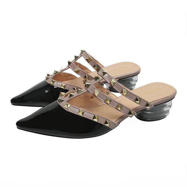 slippers women's shoes 2021 summer slipper crystal heel sandals rivet mid fairy style pointed toe 41-43 large size, Black
slippers women's shoes 2021 summer slipper crystal heel sandals rivet mid fairy style pointed toe 41-43 large size, Black
