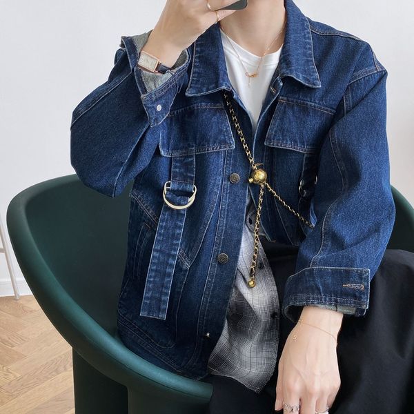 2021 fashion autumn black blue denim down collar boyfriend style women jacket coat chaqueta mujer 8894, Black;brown