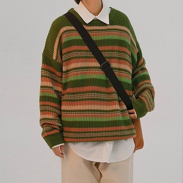 women's sweaters winter stripe sweater women men vintage thick knitted korean loose pullover contrast color casual couple 2021, White;black
women's sweaters winter stripe sweater women men vintage thick knitted korean loose pullover contrast color casual couple 2021, White;black