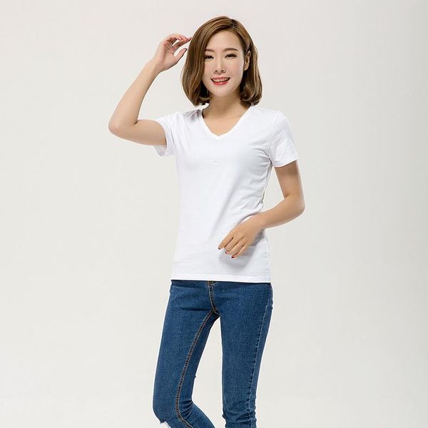 women's t-shirt casual plain blank v-neck t shirt women basic tee summer short sleeve cotton womens clothes wt-1425, White
women's t-shirt casual plain blank v-neck t shirt women basic tee summer short sleeve cotton womens clothes wt-1425, White