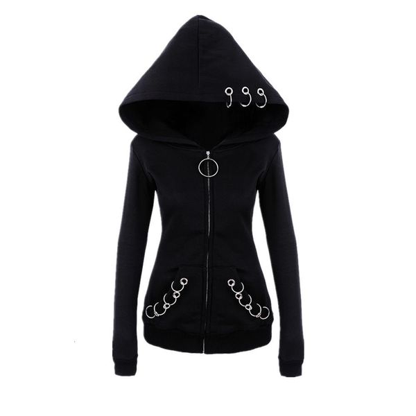 women hoodies long gothic punk iron rings black loose hood jacket zipper coat casual sweatshirt tracksuit 
women hoodies long gothic punk iron rings black loose hood jacket zipper coat casual sweatshirt tracksuit