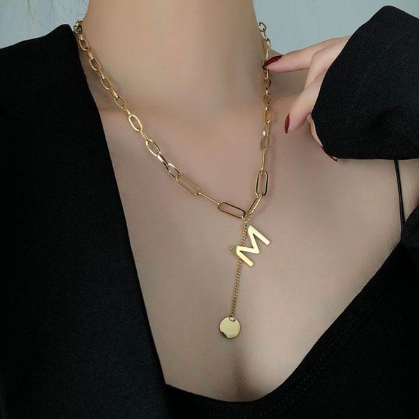 chokers stainless steel gold chain for men women, golden vintage collar letter m pendant necklace, Golden;silver
chokers stainless steel gold chain for men women, golden vintage collar letter m pendant necklace, Golden;silver