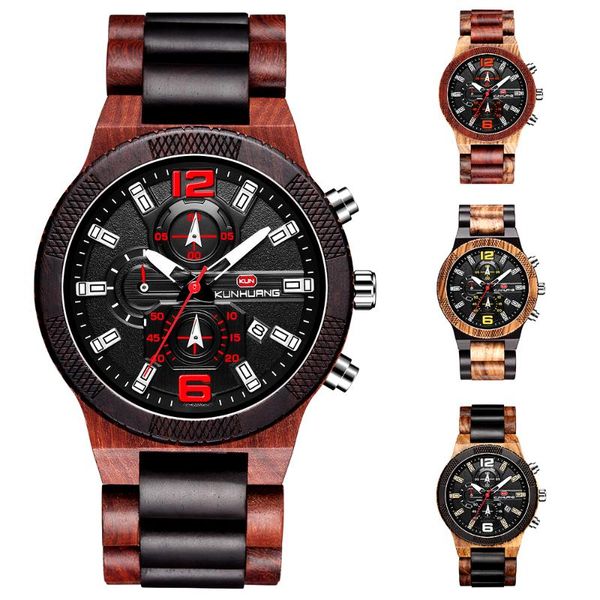wristwatches kun huang wooden watch men kh1019 wood watches chronograph date luminous big dial sports quartz box, Slivery;brown
wristwatches kun huang wooden watch men kh1019 wood watches chronograph date luminous big dial sports quartz box, Slivery;brown
