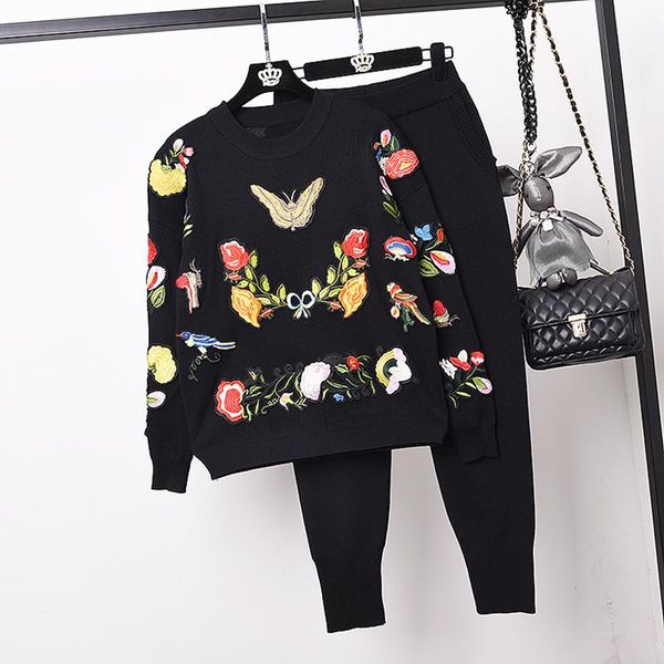 women's two piece pants tracksuit knitted set women butterfly embroidery long sleeve sweater + 2 outfits loose lady knitting 2pcs, White
women's two piece pants tracksuit knitted set women butterfly embroidery long sleeve sweater + 2 outfits loose lady knitting 2pcs, White