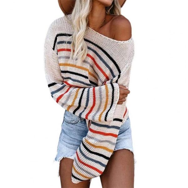 women's sweaters loose women knitted sweater boat neck off shoulder stripe pattern autumn winter long sleeve ladies knitwear jumpers, White;black
women's sweaters loose women knitted sweater boat neck off shoulder stripe pattern autumn winter long sleeve ladies knitwear jumpers, White;black