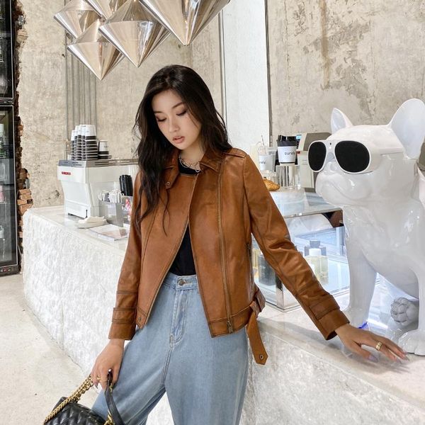 garment 20 years during the spring and autumn leather leather cultivate morality snowflakes ladies' short coat lapels, Black
garment 20 years during the spring and autumn leather leather cultivate morality snowflakes ladies' short coat lapels, Black