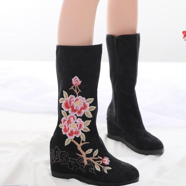 boots spring autumn retro national style height increasing embroider flowers canvas women mid-calf equestrian 20210609, Black
boots spring autumn retro national style height increasing embroider flowers canvas women mid-calf equestrian 20210609, Black