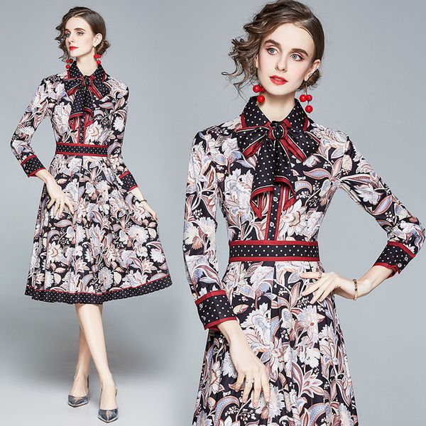 2021 new runway women autumn long sleeve robe femme print elegant bow party mini vestidos rrd5, Black;gray
2021 new runway women autumn long sleeve robe femme print elegant bow party mini vestidos rrd5, Black;gray