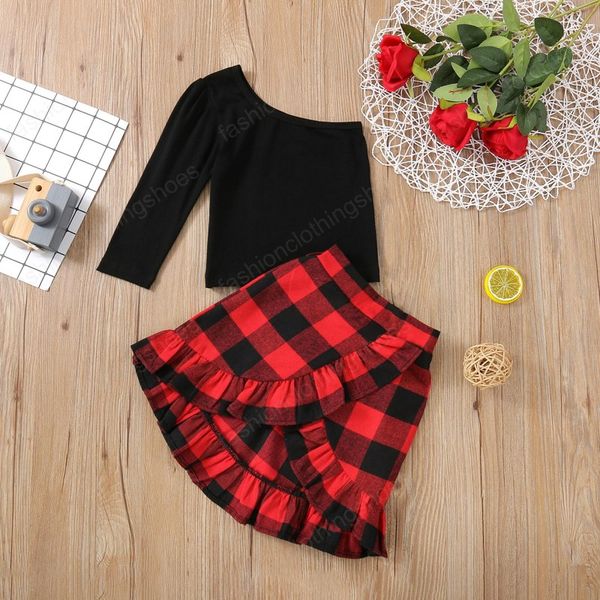kids clothing sets girls lattice outfits children oblique shoulder +plaid ruffle skirts 2pcs/sets summer fashion boutique baby clothes, White
kids clothing sets girls lattice outfits children oblique shoulder +plaid ruffle skirts 2pcs/sets summer fashion boutique baby clothes, White