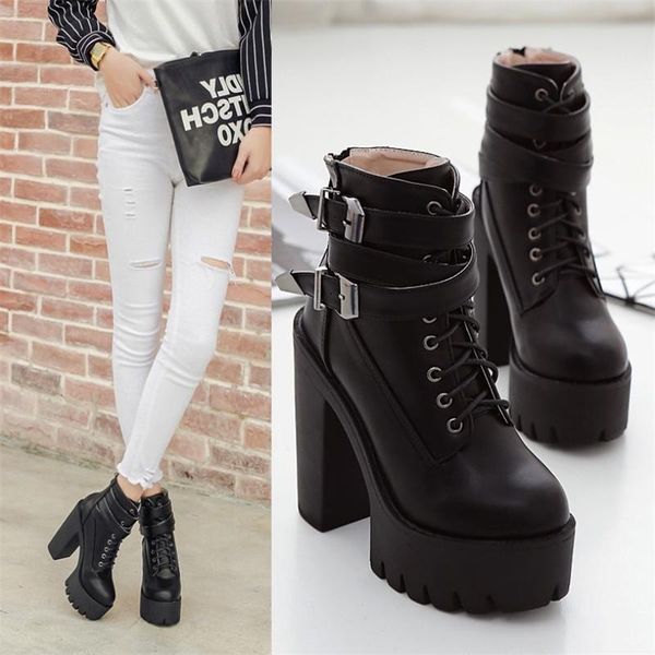 boots autumn and winter belt buckle motorcycle thick high heel bottom round head women's short, Black
boots autumn and winter belt buckle motorcycle thick high heel bottom round head women's short, Black