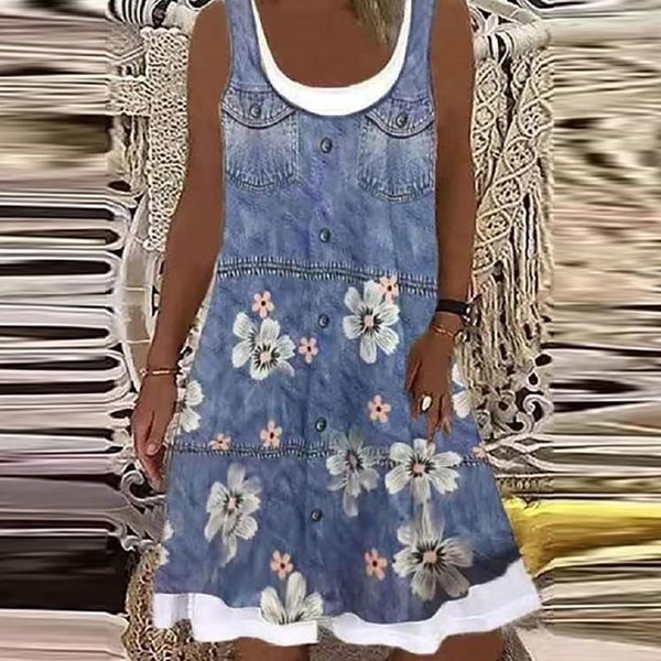 casual dresses 2021 style summer women's dress print stitching flower o-neck sleeveless mini vestidos femme, Black;gray
casual dresses 2021 style summer women's dress print stitching flower o-neck sleeveless mini vestidos femme, Black;gray