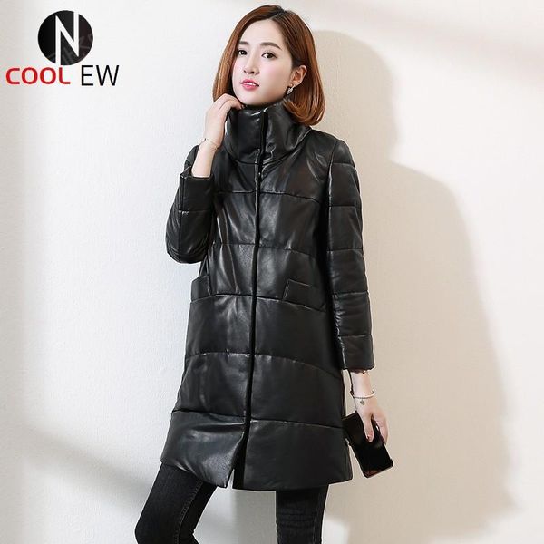 women's leather & faux winter women down jacket stand collar thick warm long trench coat elegant office ladies sheepskin genuine, Black
women's leather & faux winter women down jacket stand collar thick warm long trench coat elegant office ladies sheepskin genuine, Black
