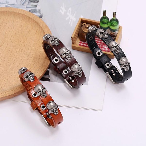 tennis handmade leather men bracelets vintage skull charms wrap bracelet belt style adjustable bracelets&bangles, Golden;silver
tennis handmade leather men bracelets vintage skull charms wrap bracelet belt style adjustable bracelets&bangles, Golden;silver