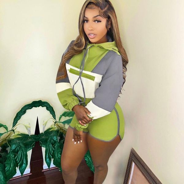 women's tracksuits color block spliced fleece two piece tracksuit casual women hooded long sleeve sweatshirt and biker shorts active we, Gray
women's tracksuits color block spliced fleece two piece tracksuit casual women hooded long sleeve sweatshirt and biker shorts active we, Gray