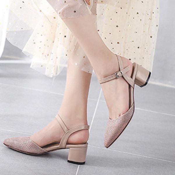thick heel buckle belt high heels high heel sandals shoes party shoes ladies pointed slingback heels, Black
thick heel buckle belt high heels high heel sandals shoes party shoes ladies pointed slingback heels, Black