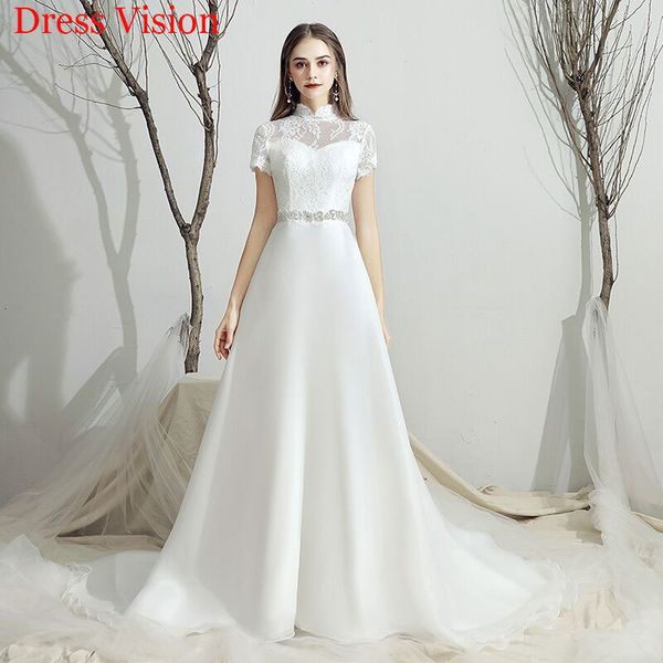 2021 lace high collar wedding short sleeve vestido novia mariee robe de soiree bride to be x5pr, White
2021 lace high collar wedding short sleeve vestido novia mariee robe de soiree bride to be x5pr, White
