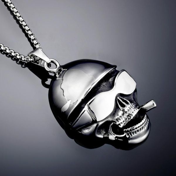 pendant necklaces european and american punk exaggerated skull men's titanium steel necklace stainless snake chain metal, Silver
pendant necklaces european and american punk exaggerated skull men's titanium steel necklace stainless snake chain metal, Silver