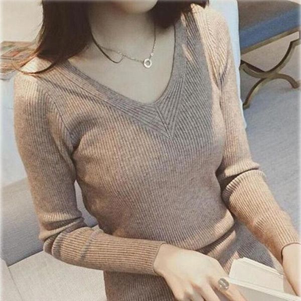 fnoce 2021 winter new women's sweater simplicity fashion casual solid v-neck long sleeve tight stretch slim elegant sweaters, White;black
fnoce 2021 winter new women's sweater simplicity fashion casual solid v-neck long sleeve tight stretch slim elegant sweaters, White;black