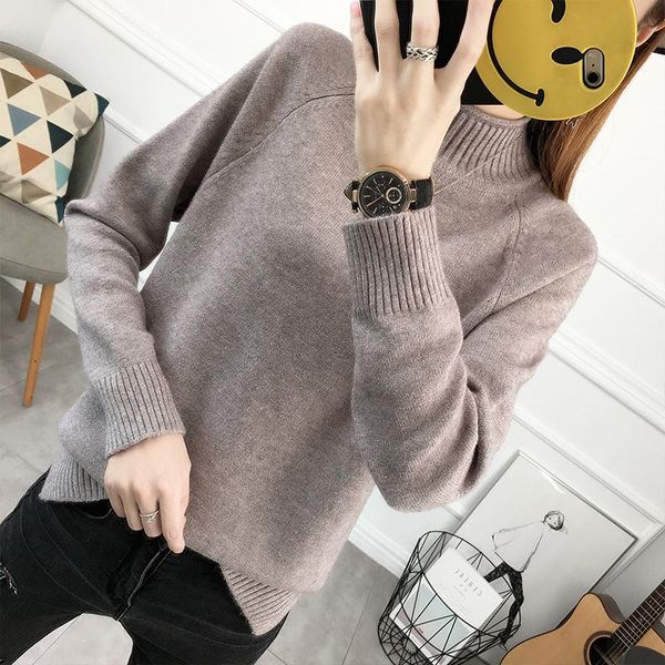 women's sweaters autumn half-neck female sweater solid color long sleeve thick women pullovers 2021 arrival casual, White;black
women's sweaters autumn half-neck female sweater solid color long sleeve thick women pullovers 2021 arrival casual, White;black