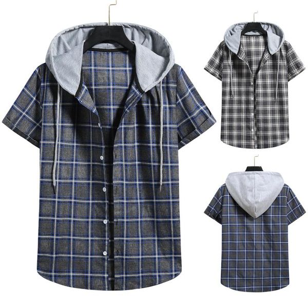 men's t-shirts for men fashion casual summer loose lapel hooded check short sleeve shirt plaid button shirts male, White;black
men's t-shirts for men fashion casual summer loose lapel hooded check short sleeve shirt plaid button shirts male, White;black