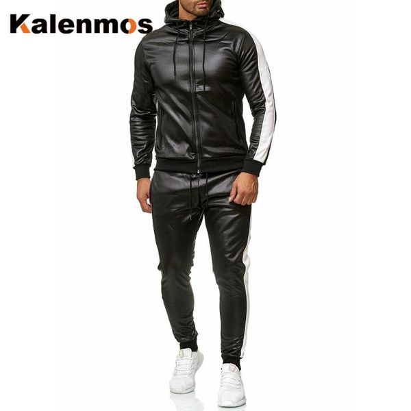 men's tracksuits pu leather two pieces set men tracksuit spring hooded casual faux jacket pants motorcycle sports suit punk, Gray
men's tracksuits pu leather two pieces set men tracksuit spring hooded casual faux jacket pants motorcycle sports suit punk, Gray