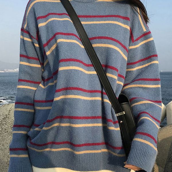 2021 new harajuku knitted outwear pullovers women sweaters chic daily soft autumn o-neck sweet student striped clothes lh25, White;black
2021 new harajuku knitted outwear pullovers women sweaters chic daily soft autumn o-neck sweet student striped clothes lh25, White;black