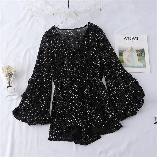 v neck playsuit chiffon womens rompers polka dot long sleeve female loose falbala for, Black;white
v neck playsuit chiffon womens rompers polka dot long sleeve female loose falbala for, Black;white