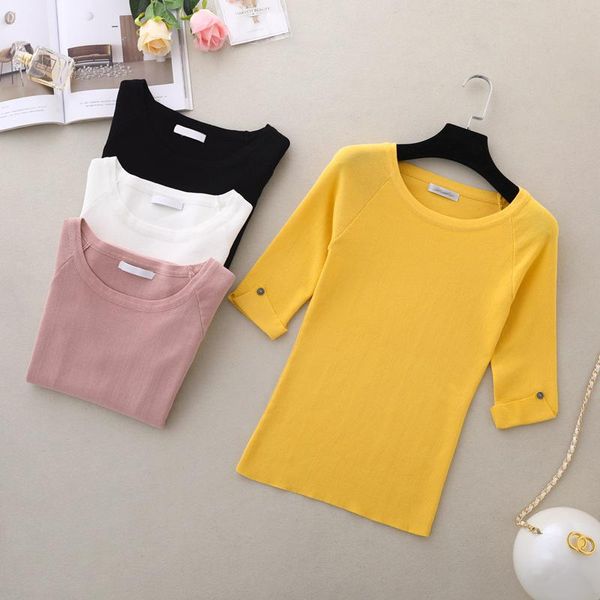 women's sweaters half sleeve spring autumn women pullover sweater high elasticity pull femme jersey mujer, White;black
women's sweaters half sleeve spring autumn women pullover sweater high elasticity pull femme jersey mujer, White;black