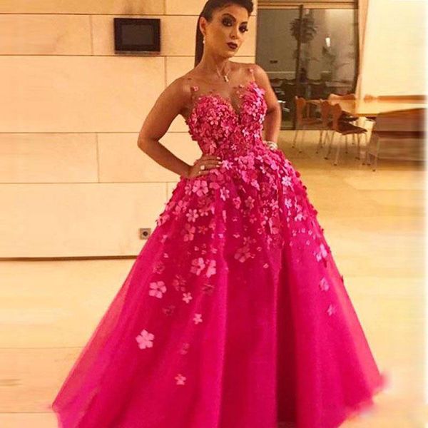 sweet fuchsia flowers prom dresses a-line appliques 3d floral puffy formal evening gowns 16 quinceanera dress sleeveless sheer jewel neck, Black
sweet fuchsia flowers prom dresses a-line appliques 3d floral puffy formal evening gowns 16 quinceanera dress sleeveless sheer jewel neck, Black