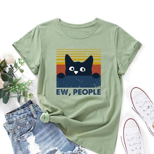 women's t-shirt summer 100%cotton women t shirts plus size ew people print short sleeve tee cartoon funny cat graphic casual o-neck ts, White
women's t-shirt summer 100%cotton women t shirts plus size ew people print short sleeve tee cartoon funny cat graphic casual o-neck ts, White