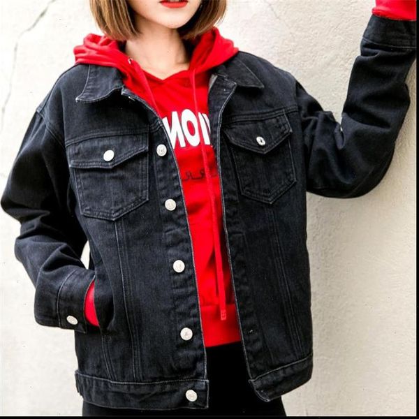 women denim jacket black loose coat casual vintage denim female outwear 2021 solid color single breasted jacket drop shipping, Black;brown
women denim jacket black loose coat casual vintage denim female outwear 2021 solid color single breasted jacket drop shipping, Black;brown