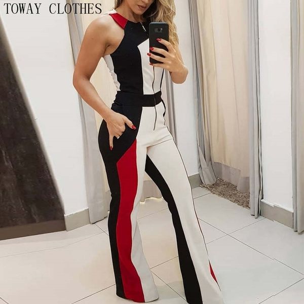 sleeveless colorblock button design jumpsuit women bodysuit slim casual elegant rompers t200616, Black;white
sleeveless colorblock button design jumpsuit women bodysuit slim casual elegant rompers t200616, Black;white