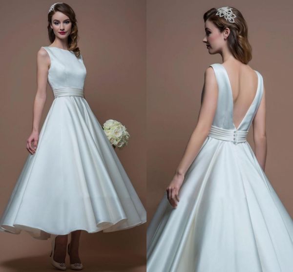 2021 boho a-line jewel backless tea length satin country wedding bride es vestido noiva praia new fbpp, White
2021 boho a-line jewel backless tea length satin country wedding bride es vestido noiva praia new fbpp, White