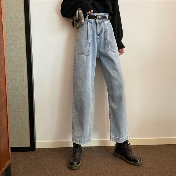 jeans high waist women's straight tube loose wide leg pants 2021 spring and autumn slim chic, Blue
jeans high waist women's straight tube loose wide leg pants 2021 spring and autumn slim chic, Blue