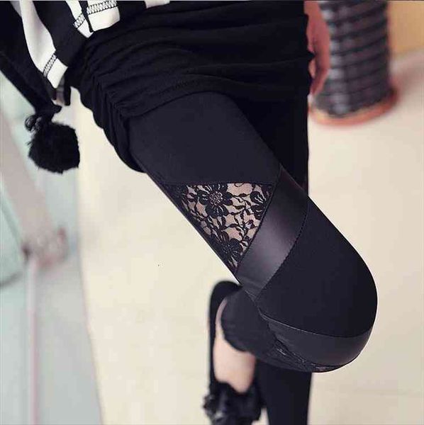 fashion leggins triangular floral lace fake leather pants lady 9 pant skinny stretch pants for spring autumn, Black
fashion leggins triangular floral lace fake leather pants lady 9 pant skinny stretch pants for spring autumn, Black