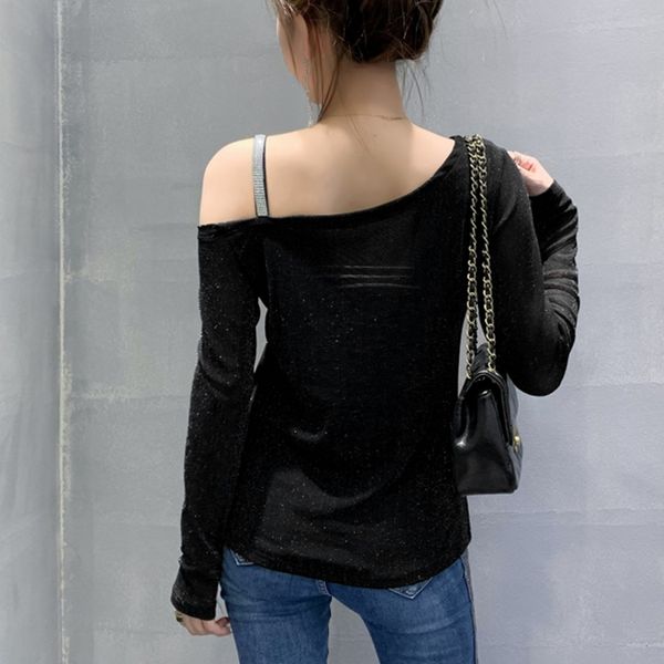 2021 new fall winter korean style shiny diamond chain t-shirt fashion off shoulder mesh ruffles women ropa mujer tees t08613l 3q4b, White
2021 new fall winter korean style shiny diamond chain t-shirt fashion off shoulder mesh ruffles women ropa mujer tees t08613l 3q4b, White