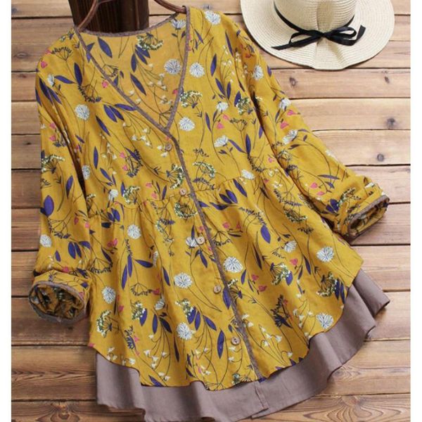 women's blouses & shirts women autumn vintage prined floral blouse long sleeve v-neck buttoned casual top, White
women's blouses & shirts women autumn vintage prined floral blouse long sleeve v-neck buttoned casual top, White
