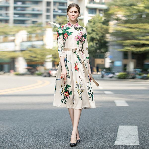 spring autumn new women's fashion party workplace beach vintage elegant chic flower print midi dress ammq, Black;gray
spring autumn new women's fashion party workplace beach vintage elegant chic flower print midi dress ammq, Black;gray