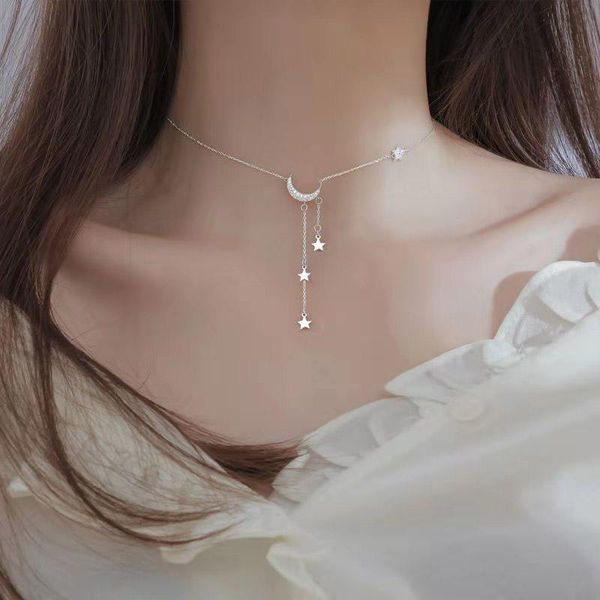 chokers temperament long five-pointed star pendant necklace fashion double layer stitching moon tassel clavicle chain for women jewelry, Golden;silver
chokers temperament long five-pointed star pendant necklace fashion double layer stitching moon tassel clavicle chain for women jewelry, Golden;silver