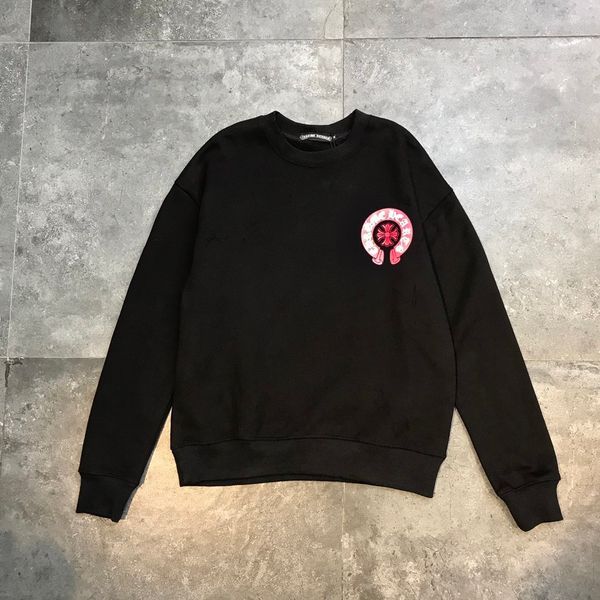 printed color horseshoe chnew totem ch cotton shorts plush thickened men's and women's sweater, Black;white 
printed color horseshoe chnew totem ch cotton shorts plush thickened men's and women's sweater, Black;white