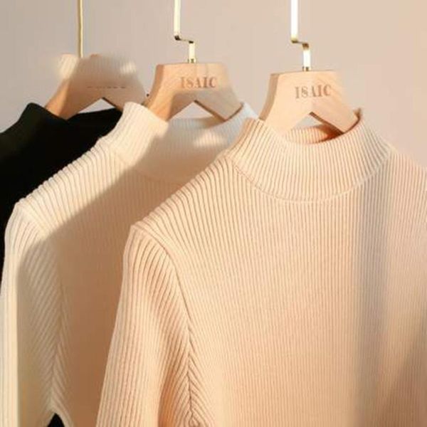women's sweaters 2021 fall winter half high collar slim casual all match long sleeve double layer knitted bottoming sweater for fashion, White;black
women's sweaters 2021 fall winter half high collar slim casual all match long sleeve double layer knitted bottoming sweater for fashion, White;black