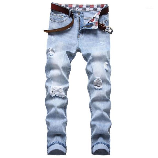 men's jeans european and american style perforated light color japanese korean youth retro scraped straight pants trend versatile, Blue
men's jeans european and american style perforated light color japanese korean youth retro scraped straight pants trend versatile, Blue