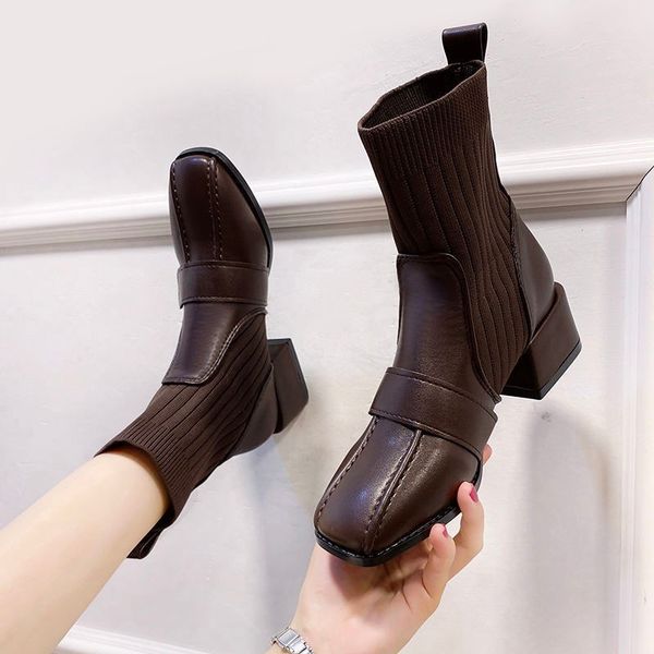 short boots women's autumn 2021 wind thick heel thin children's large socks martin, Black
short boots women's autumn 2021 wind thick heel thin children's large socks martin, Black