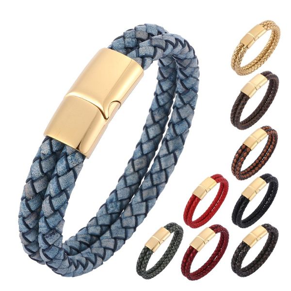 multilayer retro style genuine leather cuff bracelet with 18k gold plated stainless steel buckle, White
multilayer retro style genuine leather cuff bracelet with 18k gold plated stainless steel buckle, White