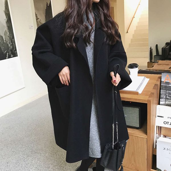 

fashion show spring and thin autumn women's wool wear fat sister korean loose medium length windbreaker coat 200 jin fashion luxury, Tan;black