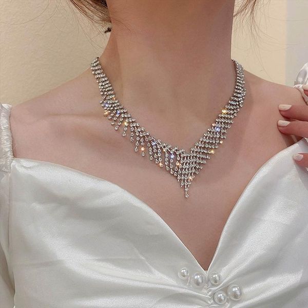 chains fashion luxury shining full rhinestone tassel chain necklace women jewelry crystal gift dropship, Silver
chains fashion luxury shining full rhinestone tassel chain necklace women jewelry crystal gift dropship, Silver