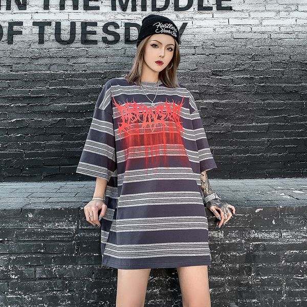 2021 new summer fashion punk striped gothic streetwear women clothing couple clothes black goth shirt oversized 8uei, White
2021 new summer fashion punk striped gothic streetwear women clothing couple clothes black goth shirt oversized 8uei, White
