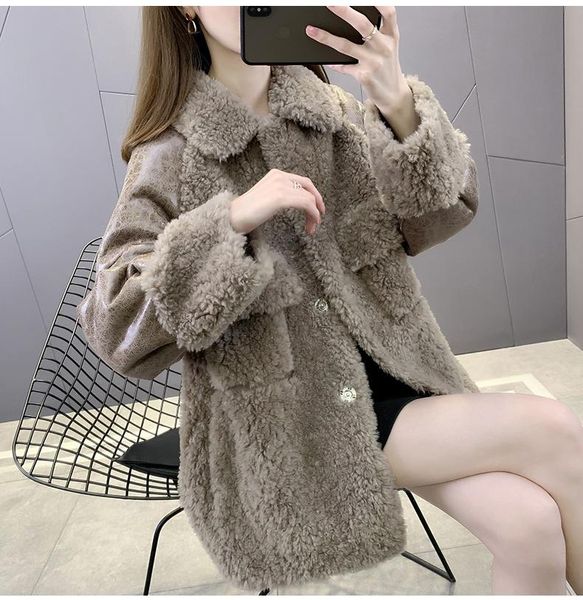 women's fur & faux shzq 2021 sheep shearing coat medium and long composite integrated lamb wool granular, Black
women's fur & faux shzq 2021 sheep shearing coat medium and long composite integrated lamb wool granular, Black