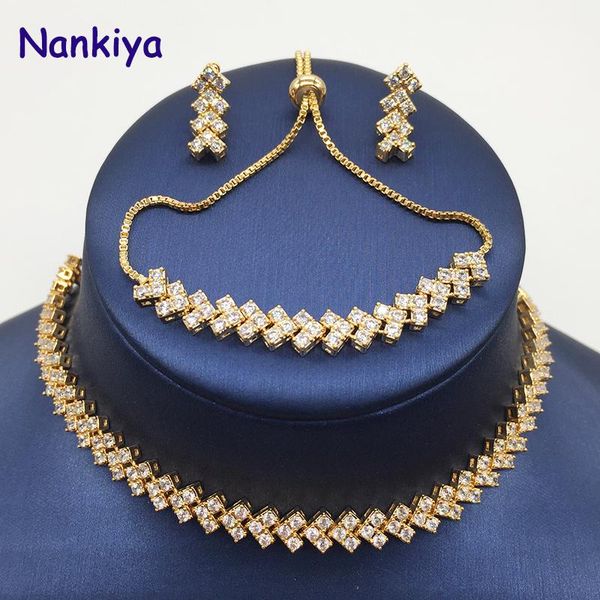 earrings & necklace nankiya fashion wedding 4pcs jewelry set pave cubic zirconia earring bracelet choker anniversary nc504, Silver 
earrings & necklace nankiya fashion wedding 4pcs jewelry set pave cubic zirconia earring bracelet choker anniversary nc504, Silver